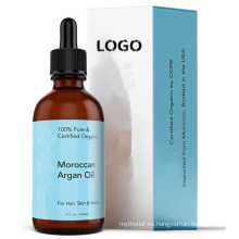 Aceite de crecimiento de cabello de argán marroquí orgánico personalizado OEM para tratamiento de cuero cabelludo seco